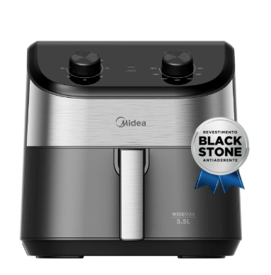 OFERTA: Air Fryer Midea 5,5L WideMax – 1900W de Potência e Interior de Alumínio (Cabe um Frango Inteiro!) ayr frey